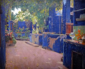 Le Patio Bleu (El patio azul, Sitges) - Peinture de Santiago Rusinol y Prats (1861-1931) 1913. Barcelone (Barcelone) Musée National d