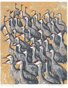 Foule de grues, 2015 (Linogravure)