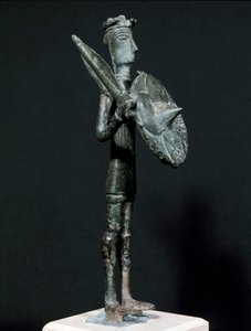 Culture nuragique sarde : statue en bronze du guerrier de Teti des montagnes d