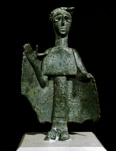 Culture nuragique sarde : statuette en bronze de femme en prière appelée Torralba. 8e-7e siècle av. J.-C. Cagliari, Museo Nazionale Archeologico, Sardaigne, Italie - Sardinia Nuragic Civilization