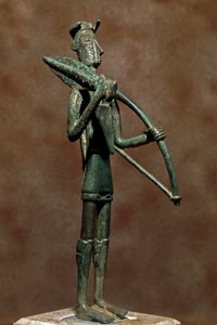 Culture nuragique sarde : statuette de guerrier en bronze. 8e-7e siècle av. J.-C. Cagliari, Museo Nazionale Archeologico, Sardaigne, Italie - Sardinia Nuragic Civilization
