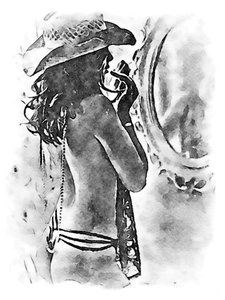 Femme avec un chapeau de cow-boy