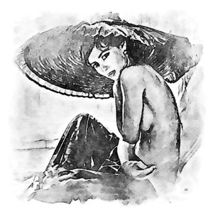 Femme avec un grand chapeau