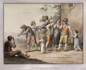Napolitains gesticulant à une personne sourde-muette - Saviero Xavier della Gatta
