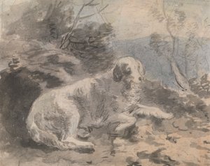 Un setter dans un paysage - Sawrey Gilpin