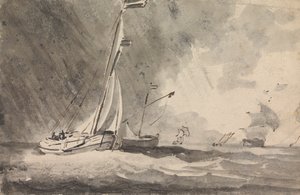 Bateaux dans une tempête de pluie - Sawrey Gilpin