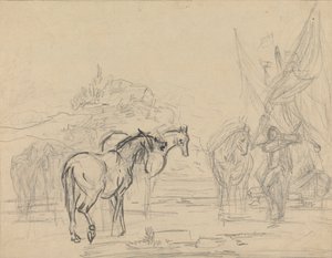Cartoon pour "Gulliver prenant congé du pays des Houyhnhms" - Sawrey Gilpin