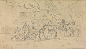 Chevaux dans un pré - Sawrey Gilpin