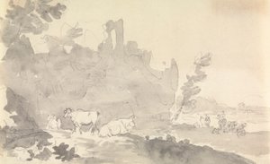 Paysage avec vaches au premier plan - Sawrey Gilpin
