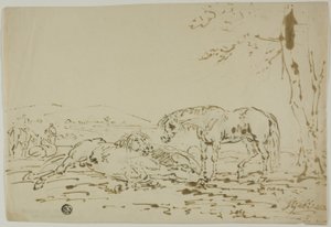 Paysage avec chevaux au premier plan - Sawrey Gilpin