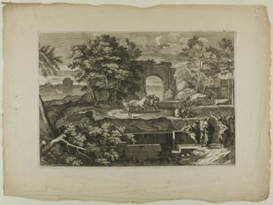 Le Christ et ses disciples avec une arche triomphale au loin - Sébastien Bourdon