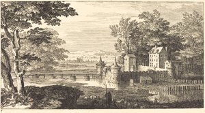Paysage avec château - Sébastien  Le Clerc I