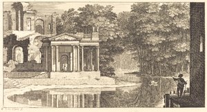 Paysage avec Ruines de Temple et Étang - Sébastien  Le Clerc I
