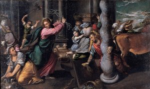 Christ chassant les marchands du temple, 1580-1585