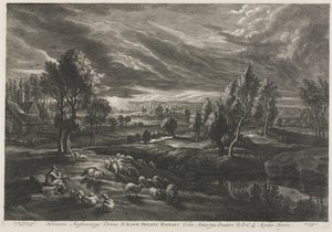 Paysage avec berger jouant de la flûte - Schelte Adams Bolswert