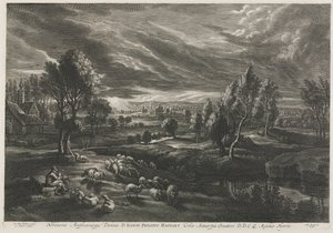 Paysage avec berger jouant de la flûte - Schelte Adams Bolswert