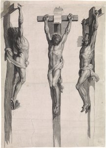 Christ en croix entre les deux criminels crucifiés - Schelte Adamsz. Bolswert