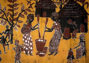 Tissu réalisé avec la technique du batik, artisanat du Togo