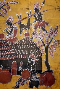 Tissu fabriqué avec la technique du batik, artisanat du Togo - School African