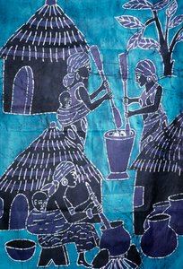 Tissu fabriqué avec la technique du batik, artisanat du Togo