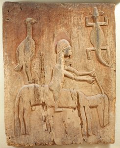 Porte avec un relief représentant un cavalier, population Baule, de la Côte d