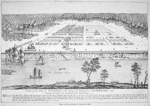 Vue de Savannah, Géorgie en 1741 - School American