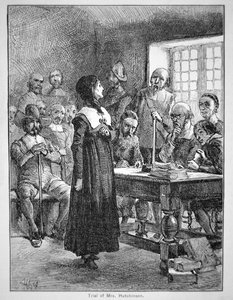 Anne Hutchinson en procès pour avoir offensé le clergé puritain au Massachusetts - School American