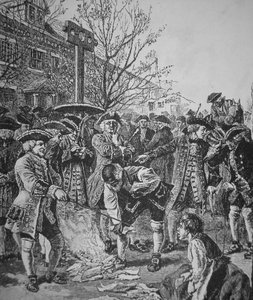 Les Bostoniens brûlant le papier timbré - School American