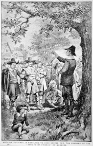 George Fox prêchant dans le Maryland - School American