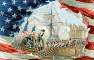 Carte postale représentant George Washington entrant à New York (impression)