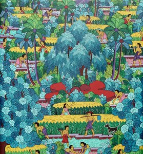 Peinture naïve traditionnelle balinaise, Indonésie 20e siècle - School Balinese