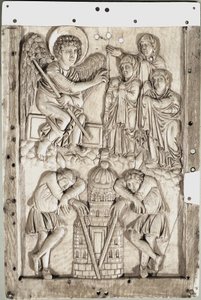 Art carolingien : saintes femmes au sépulcre - (Saintes femmes au sépulcre) Relief en ivoire - School Carolingian