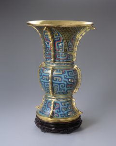 Vase en forme de Zun et support - School Chinese
