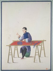 Une femme brodant, vers 1800 - School Chinese