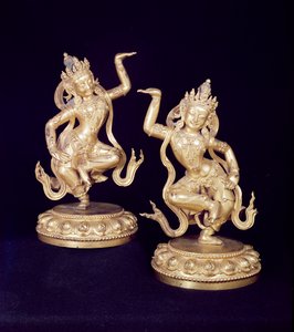 Bodhisattva, paire de figures Husante - School Chinese