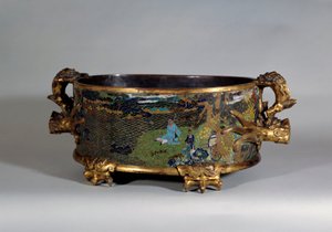 Art chinois : cache-pot en émail cloisonné - School Chinese