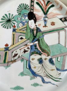 Art chinois : la dame sur un banc - School Chinese
