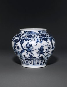 Pot exceptionnellement rare et important bleu et blanc, dynastie Guan Yuan, milieu du 14e siècle (céramique) - School Chinese