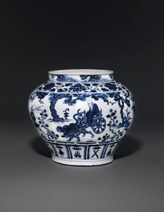 Pot bleu et blanc exceptionnellement rare et important, dynastie Yuan, milieu du 14ème siècle - School Chinese