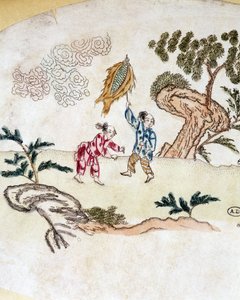 Personnages de cerf-volant - Estampe chinoise - School Chinese