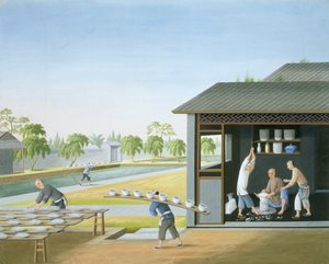 Fabrication de porcelaine, Chine, vers 1820 (gouache sur papier) - School Chinese