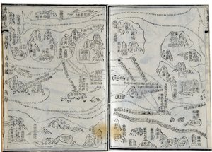 Carte des expéditions de Zheng He (Zheng-He ou Cheng Ho) (1371-1433) ou Hajji Mahmud (nom arabe) datée de 1431.