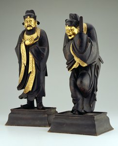 Paire de fonctionnaires taoïstes, dynastie Yuan ou début Ming (bronze partiellement doré) - School Chinese