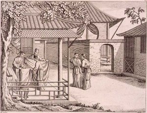 Vente de la soie après tissage, Chine, fin du XVIIIe siècle - School Chinese