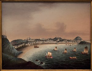 Règles strictes à Macao (Chine). Peinture par un artiste chinois, huile sur toile, début XVIIIe siècle. Musée de la Marine, Rotterdam (Pays-Bas) - School Chinese