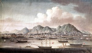 Le port de Hong Kong, milieu du 19ème siècle, peinture chinoise anonyme - School Chinese