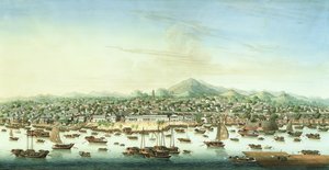 Vue de Canton, vers 1800 (aquarelle et gouache sur papier) - School Chinese