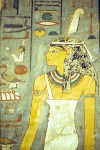 Égypte ancienne, sculpture/peinture, tombe de Ramsès I, Thèbes, la déesse Maât, déesse de la vérité et de la justice, avec une plume d