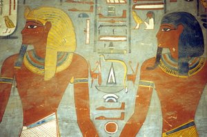 Égypte Ancienne, Peinture, Tombe de Ramsès I, Ramsès I avec le Dieu Harsiesis