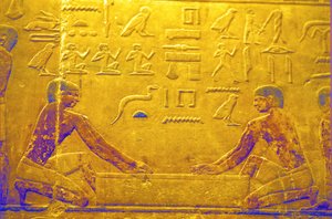 Égypte ancienne, sculpture/peinture murale, Mastaba/Tombe de Ti, Saqqara, 5e dynastie, ouvriers polissant du bois - School Egyptian